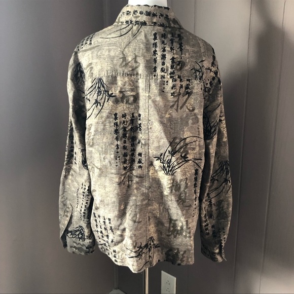 Chico’s Oriental Print Silk & Linen Pocket Shirt - Picture 6 of 11